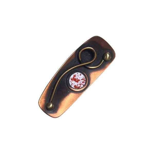 Modernist Copper Brooch MCM Mixed Metal Chic Vintage Fashion Collectible Jewelry - Picture 3 of 7